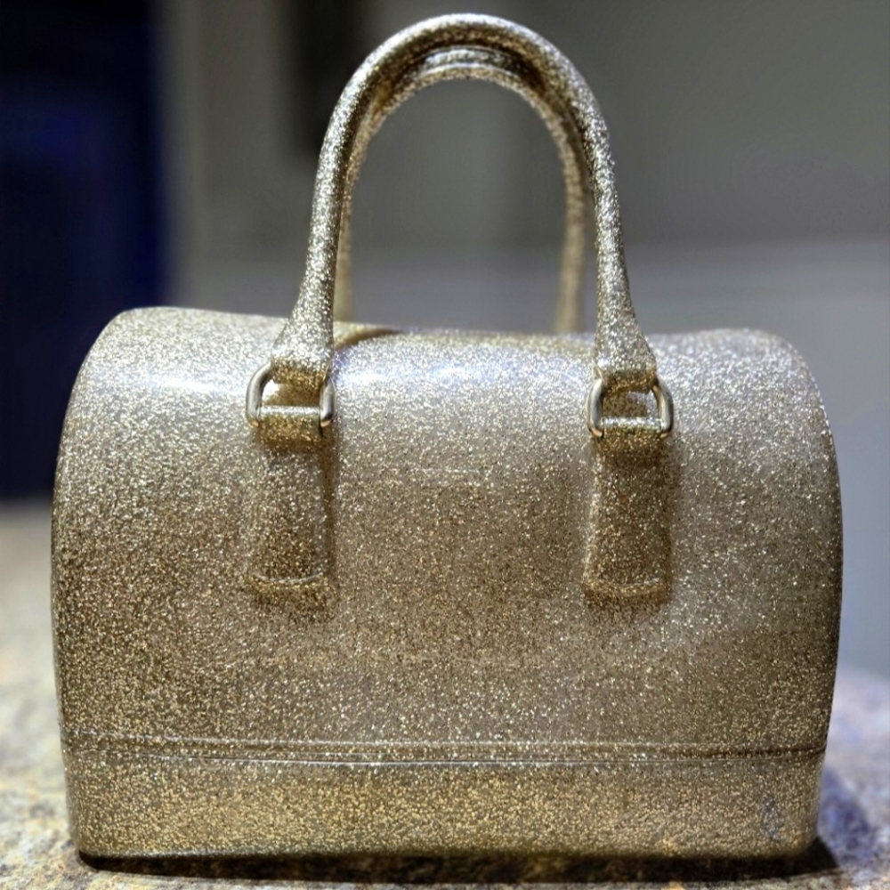 Furla Bag - Glitter Candy Jelly Furla Bag. Gold Glitter, No lock, Like New!!!